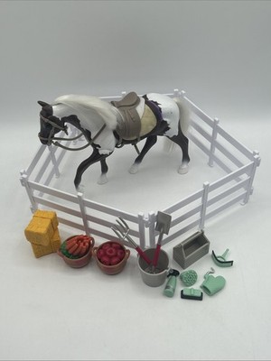 Battat Our Generation Lori Brown & White Pinto Horse w/ Accessories: Hay, Fence+
