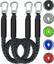 3Feet Bungee Dock Lines 2 Clips Heavy Duty 316 Stainless Steel Clips 2PCS Bl...