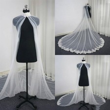 Women's Cape Hooded Cloak Wedding Bride Long Shawl Jacket Formal Party Prom