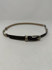 Brighton Belt Women Size ML/32 Brown Crocodile Embossed Leather Gold/Silver