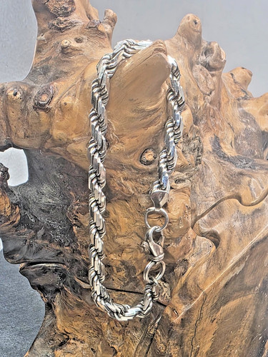 Chunky Heavy Sterling Silver Byzantine bChain Bracelet 23cm 9" 31.7G