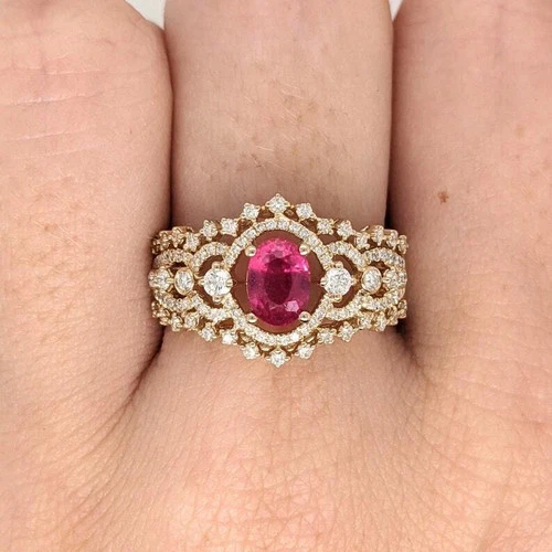 3Ct Art Deco Vintage Style Lab Created Diamond Ruby Engagement 14K Gold FN Ring