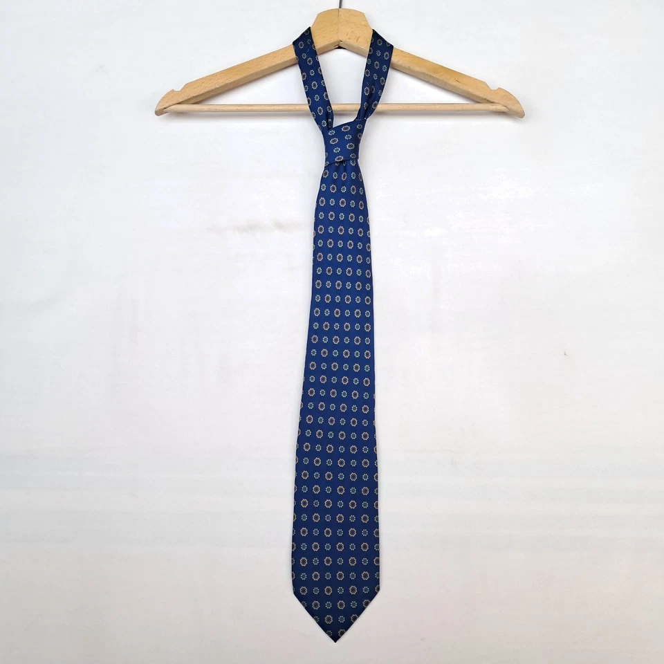 Cravatta Marinella in pura seta blu 151x9cm da uomo - Bild 4 von 4