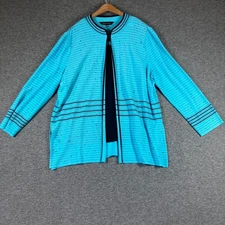 Ming Wang Sweater Set Tank Cardigan womens Plus 1X Blue Black