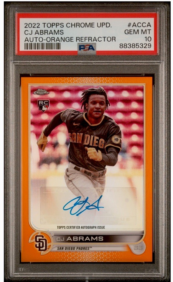CJ Abrams 2022 Topps Chrome Update Auto Orange Refractor #ACCA #7/25 RC Gem 10💎