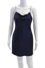 Alice + Olivia Womens Sleeveless Zippered Mini Formal Dress Solid Blue Size 4