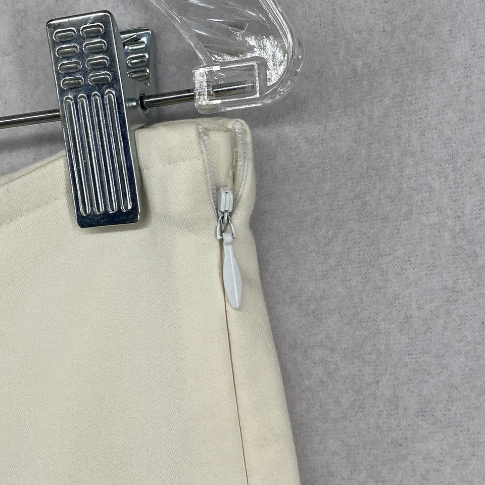 Pantalones EILEEN FISHER PS Elástico Algodón Sarga Cónico Tobillo Lateral Cremallera Blanco Foto 4 de 4