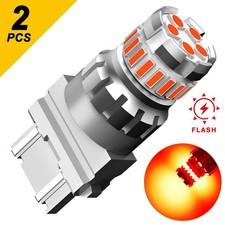 2X AUXITO 3157 3156 Red Strobe Flashing LED Tail Brake Stop Light Bulb No Error