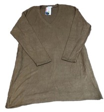 Socialite V-Neck Long Sleeve Tan Sweater Dress Women’s Size Medium Pockets