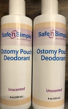 Safe n Simple ostomy pouch deodorant two bottle lot unscented 8oz