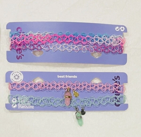 Claire's Best Friends Purple & Blue Heart Tattoo Choker Necklaces