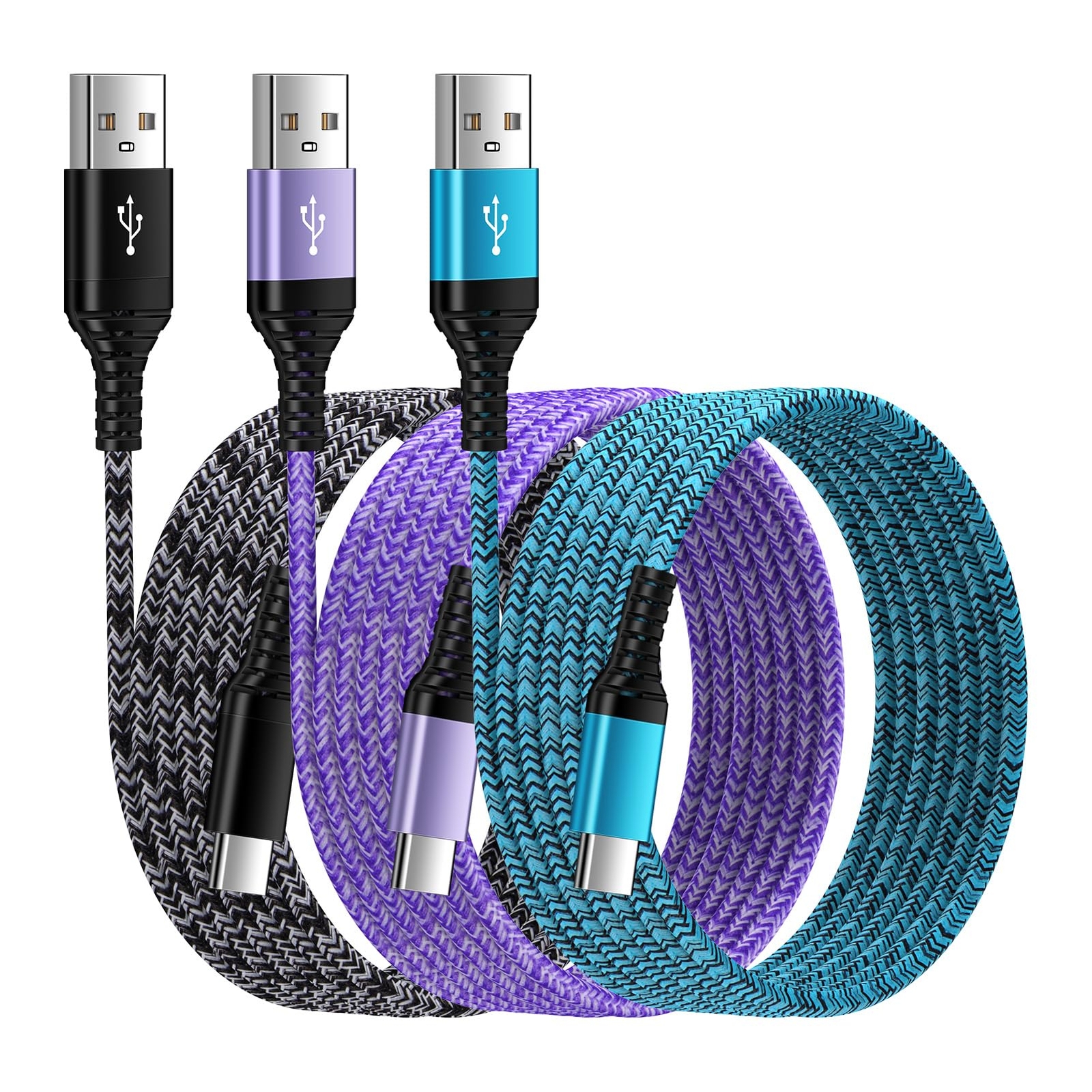 USB A to USB C Charger Cable Long 10FT/3Pack for Car iPhone 16 Pro Max/15 Pro...