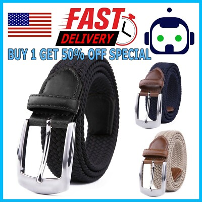 #ad Elastic Fabric Braided BeltEnduring Stretch Woven Belt for Unisex Men Women Jun $9.95