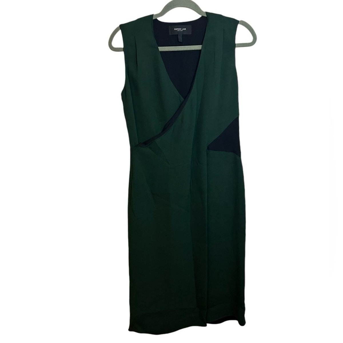 green emerald velvet dress Derek Lam 10 Crosby Leopard Patchwork Asymmetric Midi Dress Green Crepe Size 2 main image 0