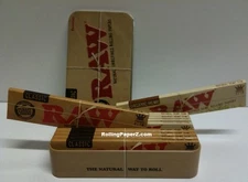 RAW Rolling Papers King Size Slim Storage Tin with 5 Classic and 5 Organic packs