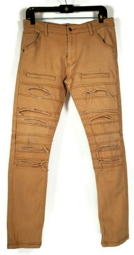 LR Scoop Tan Skinny Ripped Stretch Denim Jeans Size W32 L29 | eBay