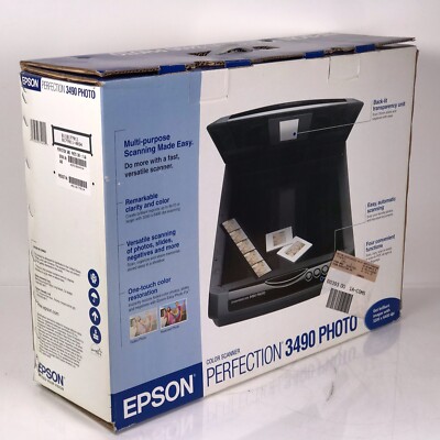 Epson Perfection 3490 Flatbed USB 2.0 Photo Scanner With Power Adapter Tested