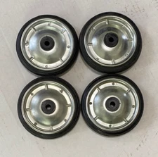 Scooter Steel Wheels Rubber Tires 5 inch Silver Zinc Set of 4 Wheels