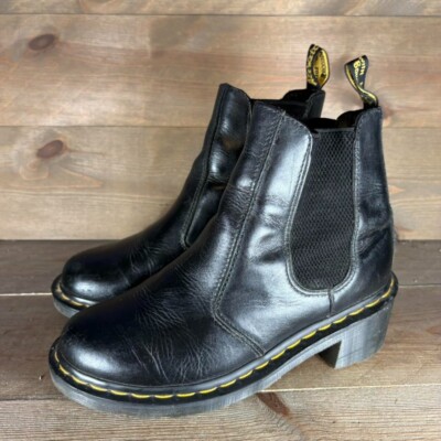 dr martens cadence womens size 8 shoes black leather slip on heel chelsea boots