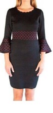 Nina Leonard Dress Women's Black Sweater Dress Size Large NWOT 