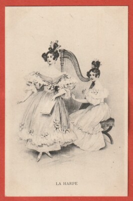 Old postcard - advertising - chicoree la belle jardiniere - la harp - viennese way