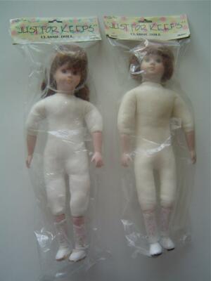 2 Just For Keeps CLASSIC DOLLS~16'' Lt. Brown Hair Blue Eyes Wang's Crafts NIP