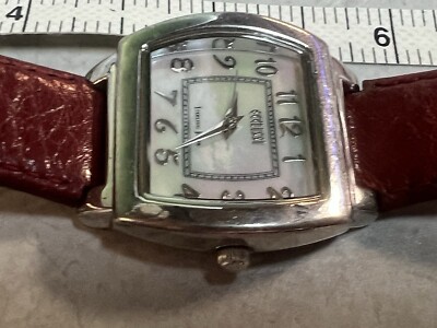 Ecclissi Watch Sterling Silver Case Red Leather Band Needs  display picture 1