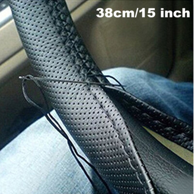 Universal Leather DIY Car Steering Wheel Cover Protector &Needle Thread 38cm