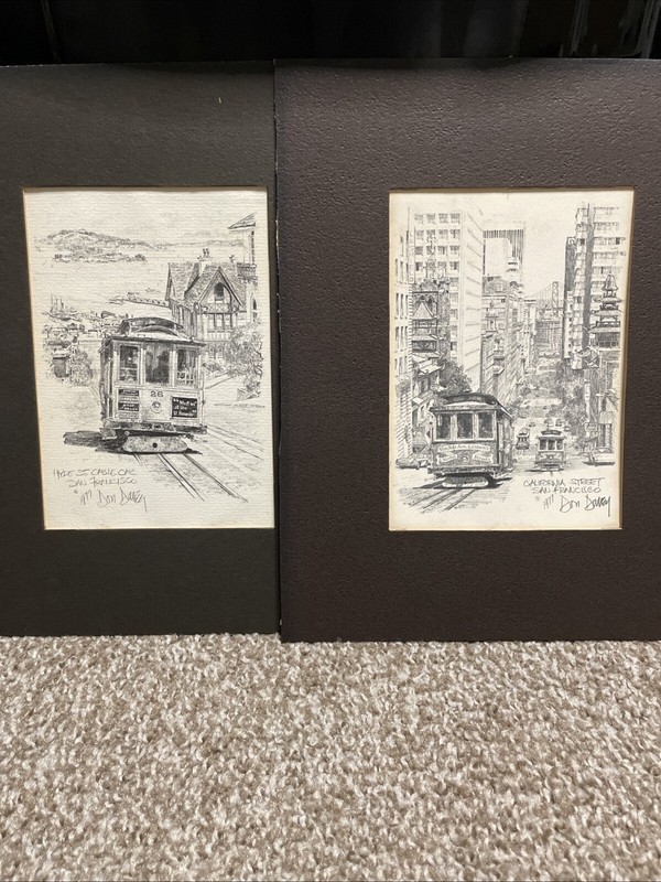 Set Of 2 Original Don Davey Prints Of San Fransisco  6.25” X  4.5”