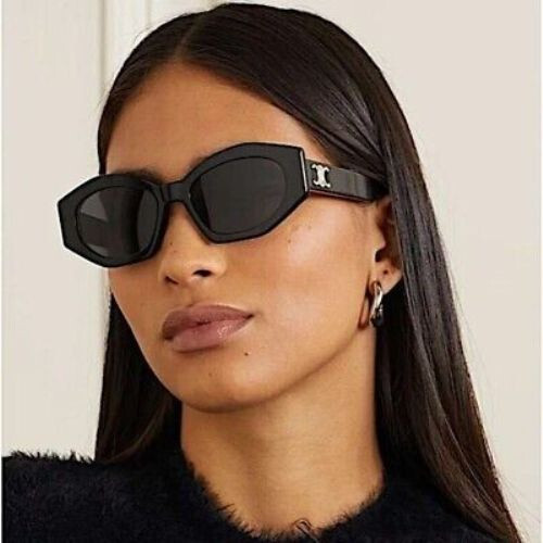 サングラス Celine Sunglasses CL40238U 01A Oval Triumph Frames CELINE TRIOMPHE CL40238U 01A BLACK GREY OVAL CAT EYE