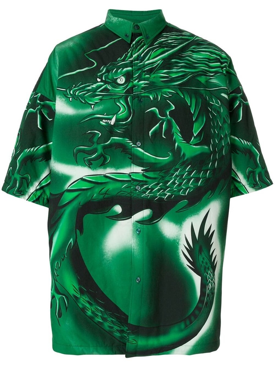 BALENCIAGA 2018SS 希少 Dragon Shirts Balenciaga SS18 Green Dragon Shirt by @balenciaga Thoughts