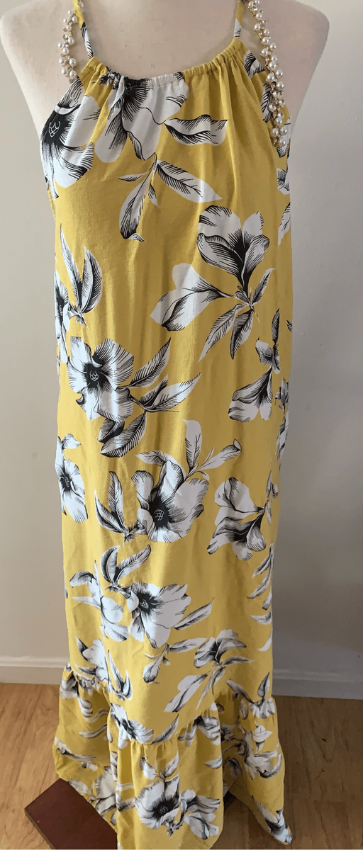 Banana republic yellow maxi dress size 8 | eBay