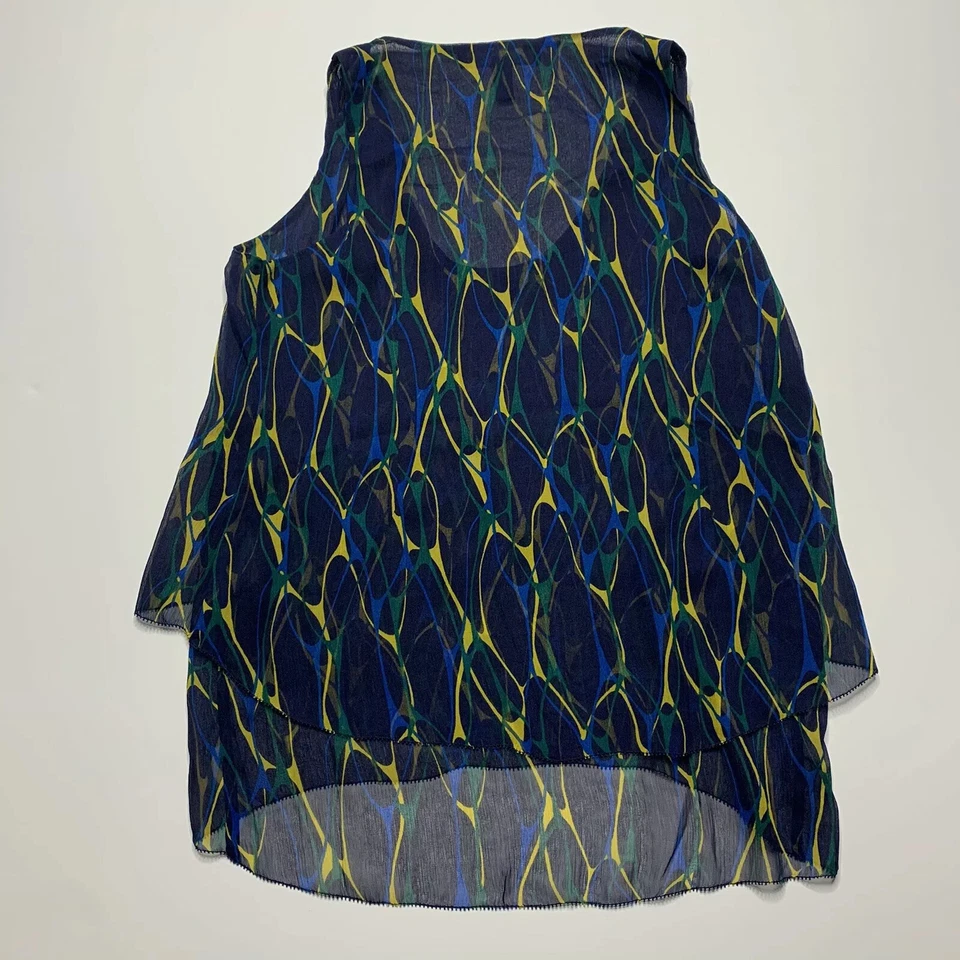 Camiseta sin mangas WINTER KATE multicolor seda alta baja XS Foto 4 de 4