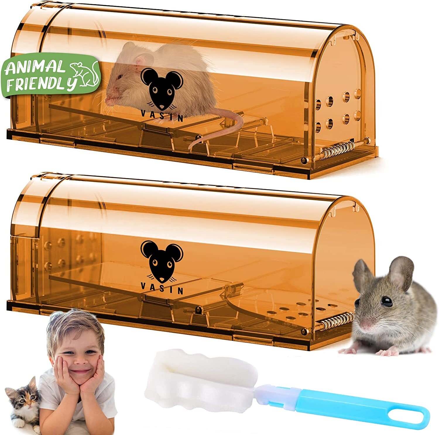 2PCS Mouse Trap Humane Live indoors Catcher Rat Vermin Rodent Cage Pest No Kill