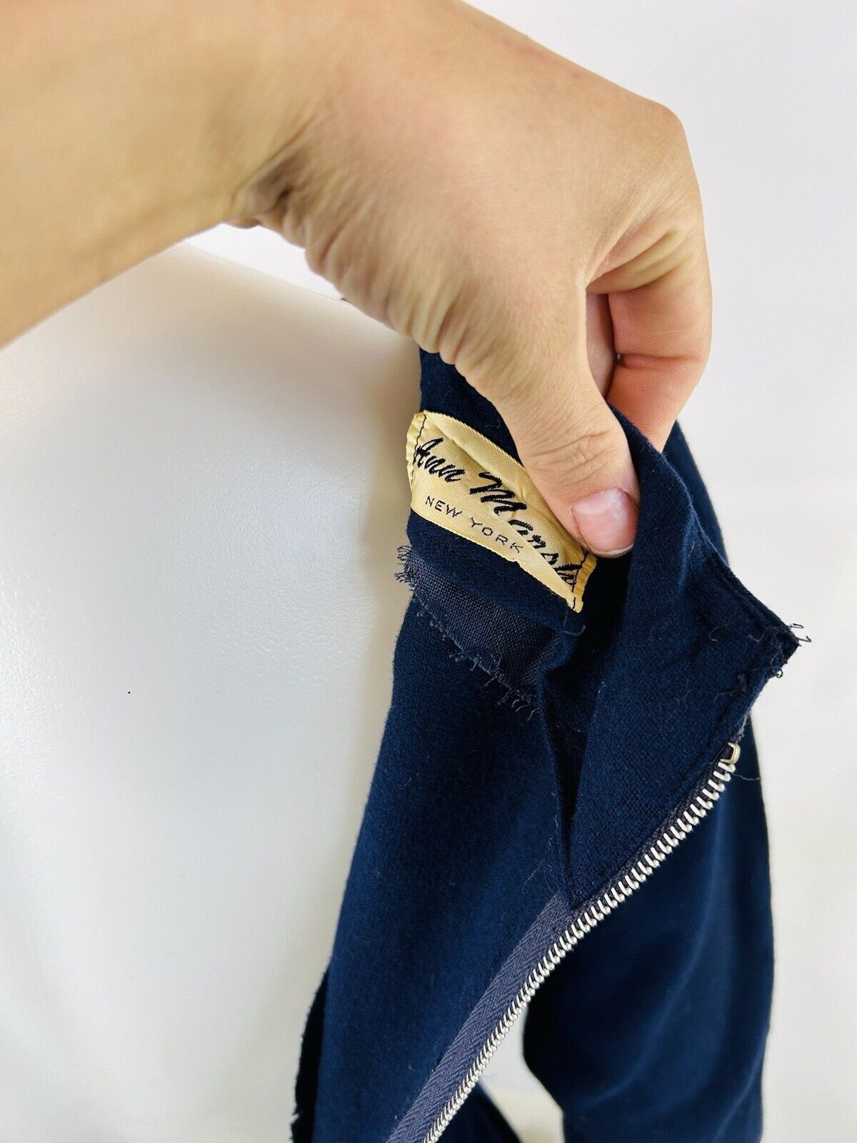 VTG 1940s Felted Wool Knit Wartime A Line Midi Dr… - image 13