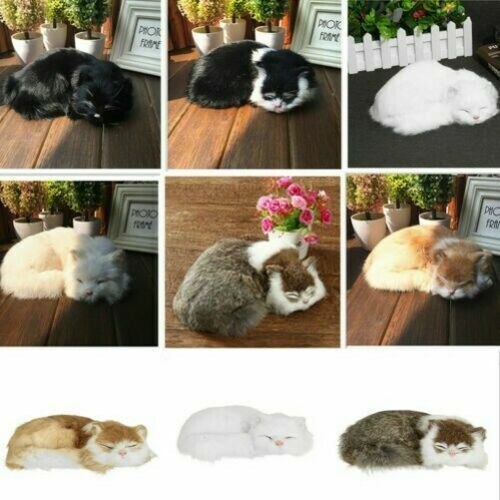 Srliya Schlafende Katzenfigur - Realistische Plüschkatze Als Deko