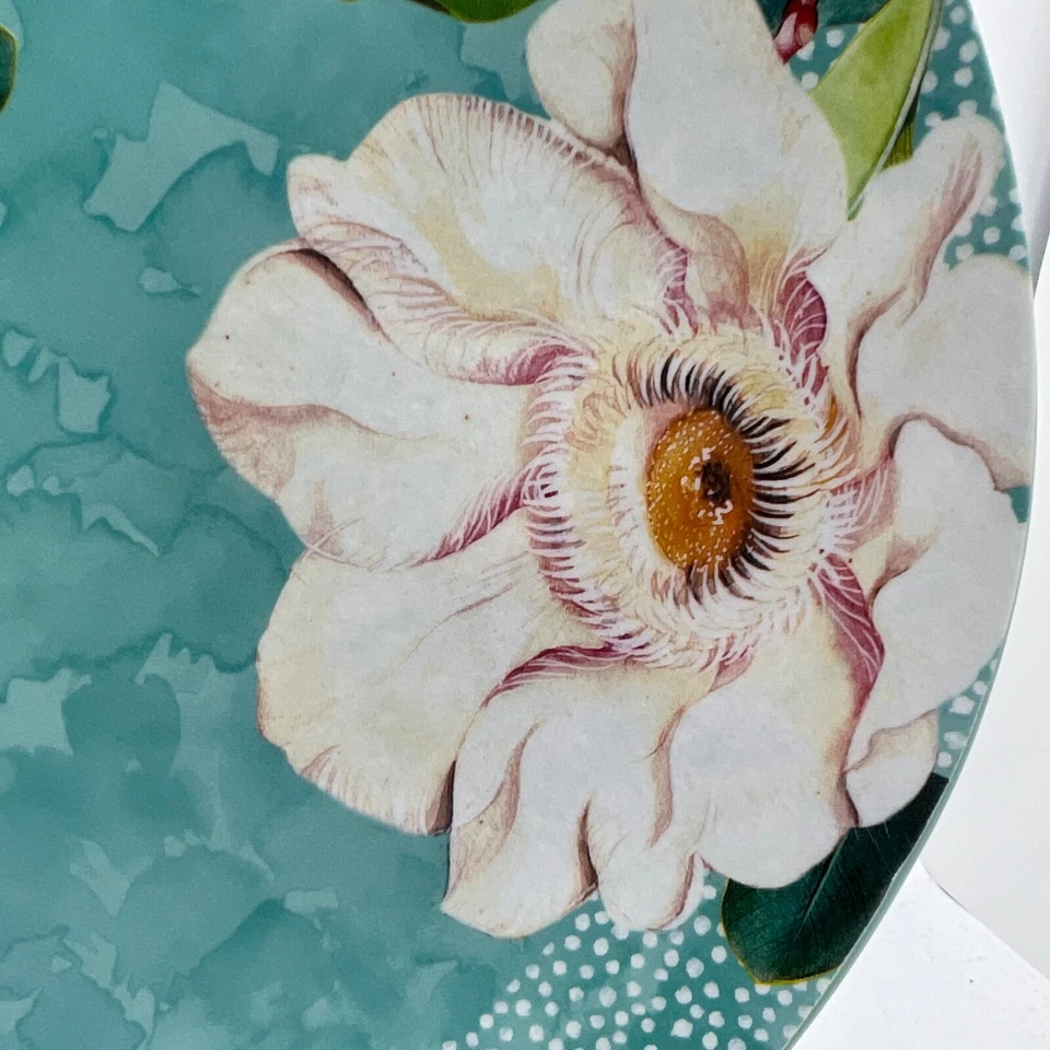 New York Botanical Garden 10.25" Magnolia Flower Melamine Dinner Plate Blue - Image 3 of 4