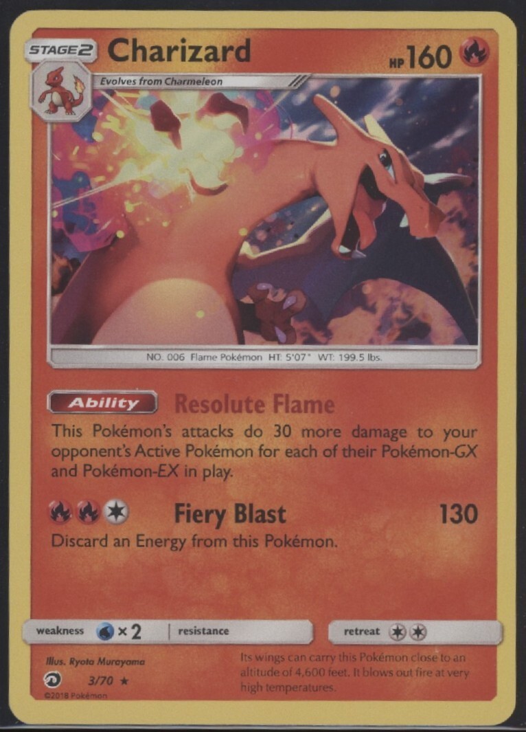 Charizard Holo Rare Pokemon Card 3/70 Dragon Majesty Set EX/NM