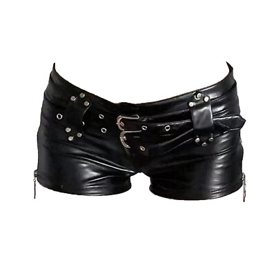 Women Faux Leather Low Rise Shorts Stretch Motorcycle Skinny Hot Pants  Party