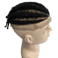 Root Afro Corn Braids Full Lace Replacement Hair System for Men 8x10