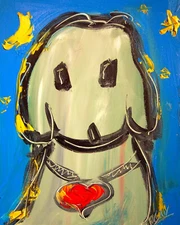 CUTE DOG3 POP ART ORIGINAL OIL Painting  Stretched   IMPRESSIONIST YUE68R