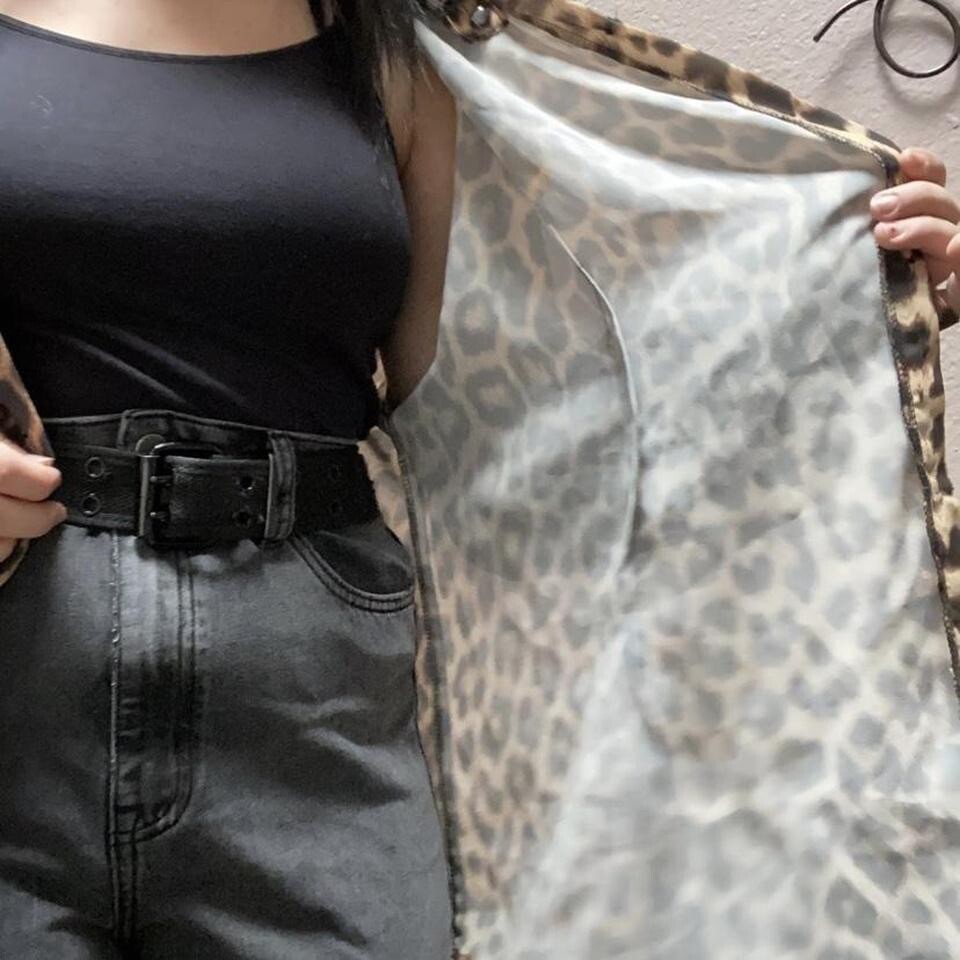 cheetah print button blouse, missing a button, Br… - image 2