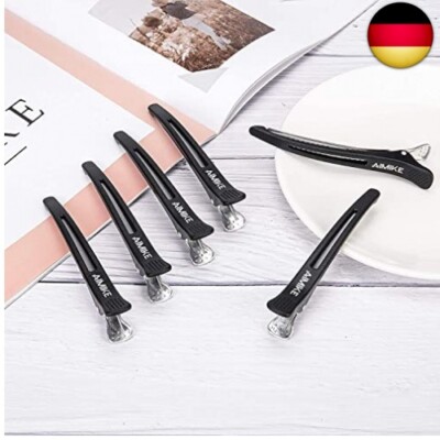 12 Haarspangen Mit Silikonband – Rutschfeste Haarklammern Für Salon & Heimgebrauch, Schwarz