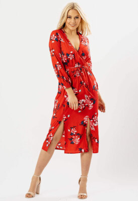 knee length dresses for ladies Fashion Summer Stripe Floral Print Multi-Color Wrap Maxi Dress – EDITE MODE main image 1
