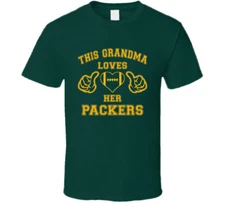 This Grandma Loves Her Packers Football T Shirt - Green Bay Team Colors