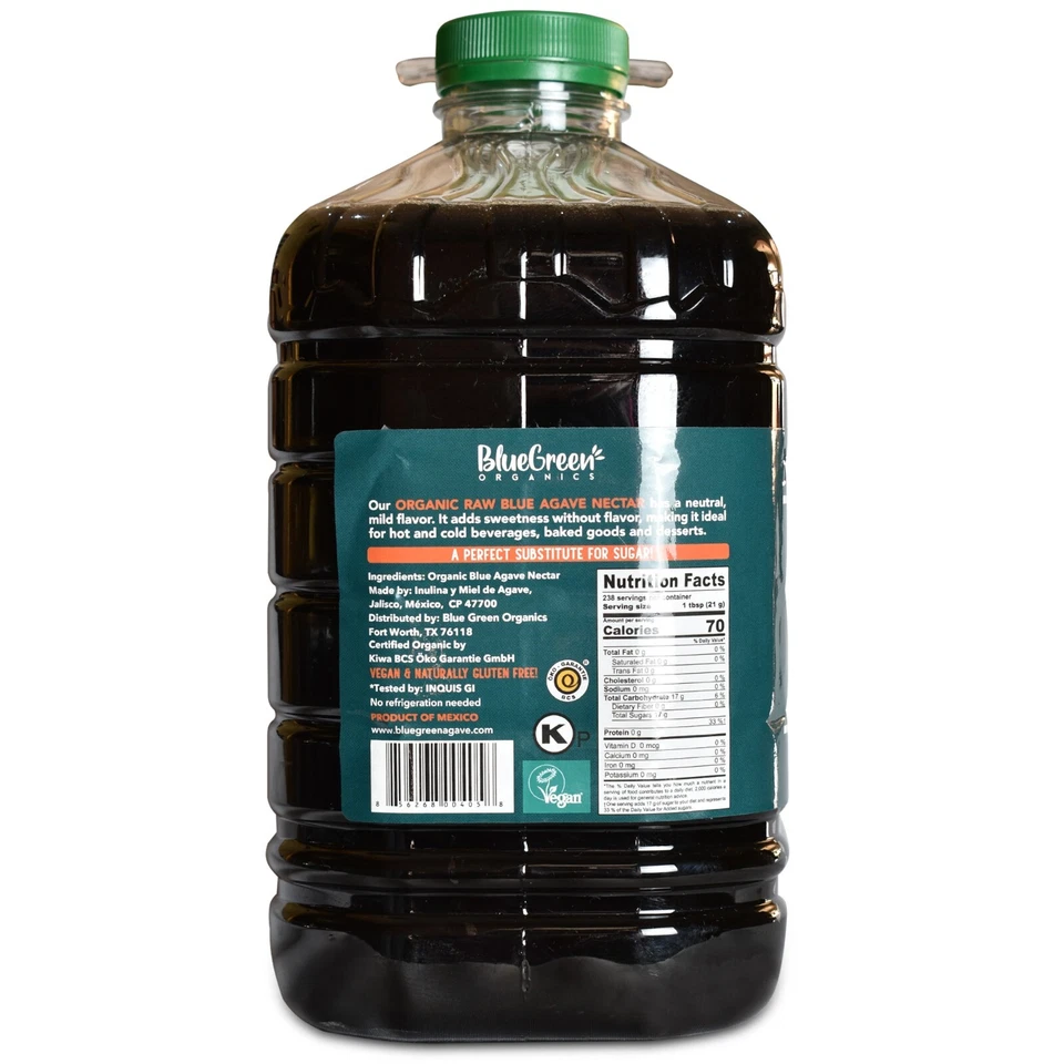 BLUE GREEN RAW Organic Agave Nectar, 1 Gallon, 176 Ounce - Image 3 of 4