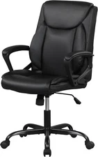 Home Office Chair Ergonomic PU Leather Desk Chair Mid Back, Swivel and Armrests