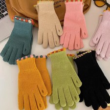 Winter Touch Screen Gloves Women Men Warm Stretch Knitted Full Finger Mittens 