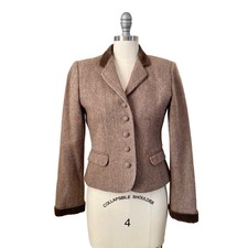 70s Vtg Sasson Women's Jacket Blazer Size S Fitted Brown Tweed