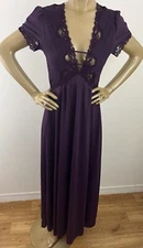 Vintage Lily of France Women's S Nightgown 8189 Purple Plunge Rosa Puleo-Szule